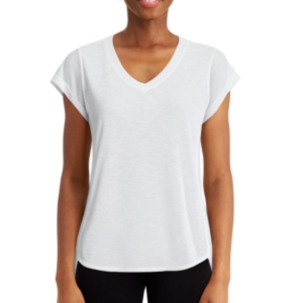𝅺calvin Klein Performance Women's Rolled Cuff Short Sleeve TEE, White, M